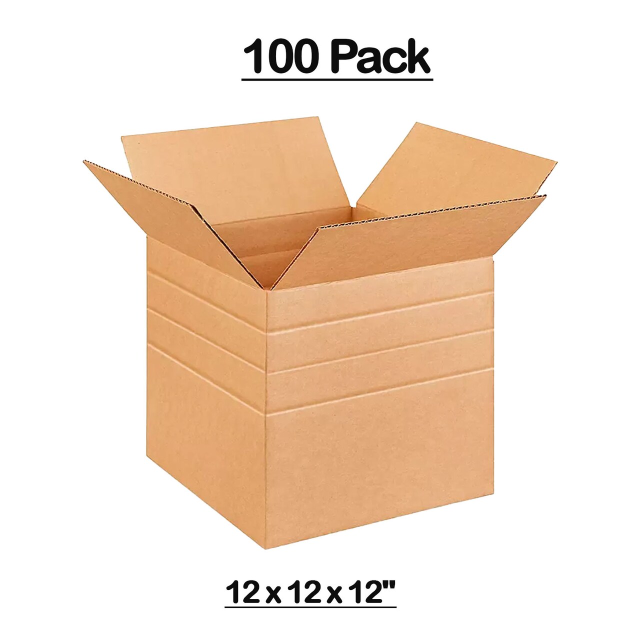 100 Pack Heavy Duty Multi Depth Corrugated Boxes for Moving Shipping and Packaging 12 x 12 x 12 Inch